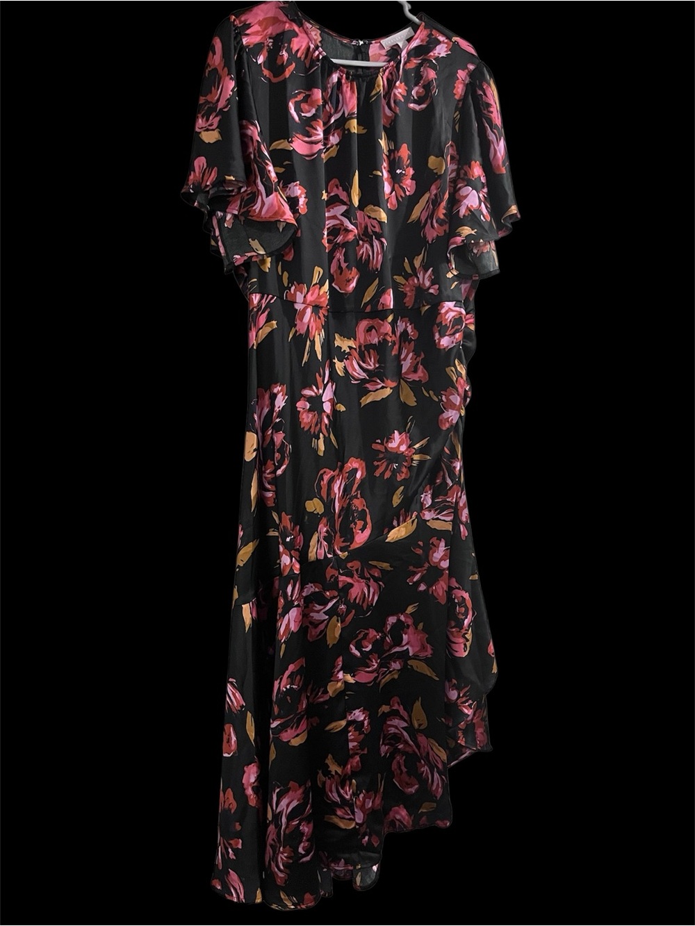 Chelsea28 Black Maxi Dress with Pink and Tan Floral Print